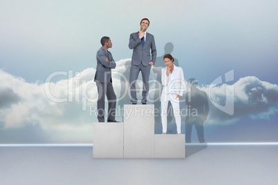 Composite image of business people on podium