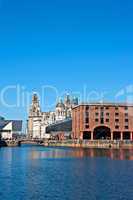 Albert Dock and Liver Buildings Liverpool UK