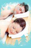 Resting couple lying on a massage table