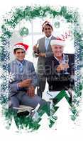 Composite image of confident businessmen wearing novelty christm