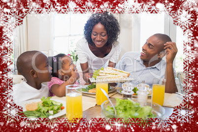 Happy family enjoying a healthy meal together