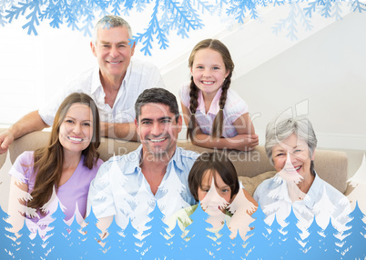 Composite image of smiling multigeneration family