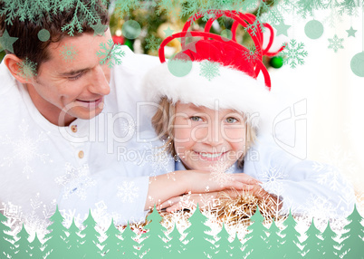 Handsome father celebrating christmas with his son