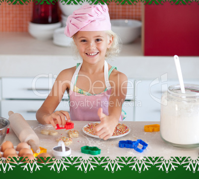 Lovely girl baking in a kitchen