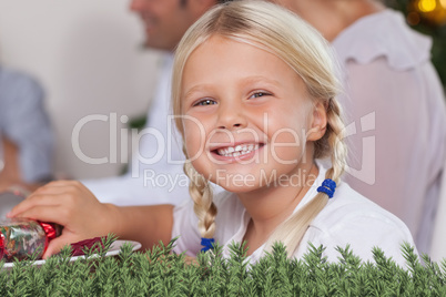 Little girl smiling at christmas