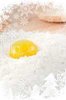 Egg yolk on white flour