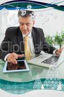 Business man working on digital tablet