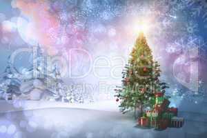 Composite image of christmas tree with gifts