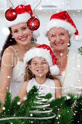 Daughter mother and grandmother baking christmas sweets