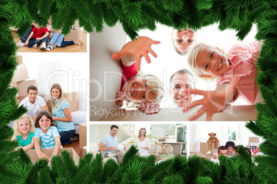 Composite image of collage of families