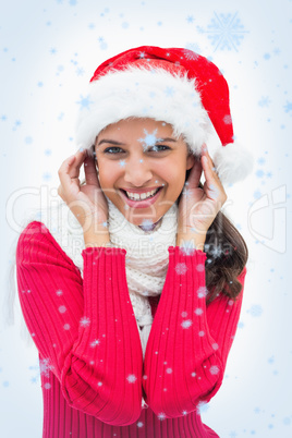 Beautiful festive woman smiling at camera