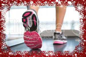 Womans feet running on the treadmill