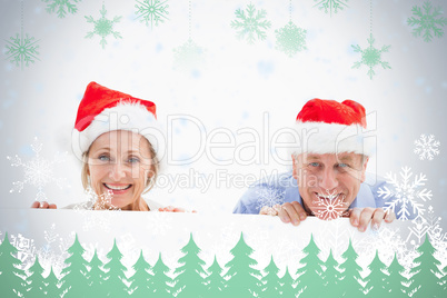 Festive mature couple smiling at camera