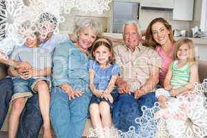 Composite image of family spending leisure time