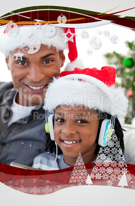 Portrait of an father and son at christmas time