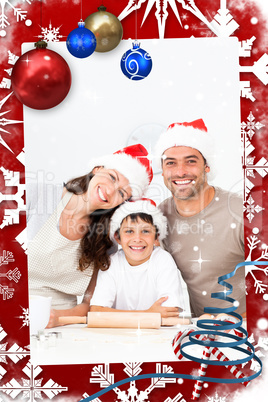 Happy family baking christmas cookies together