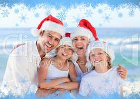 Family during christmas day at the beach