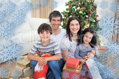 Composite image of family christmas portrait