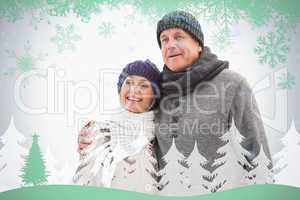 Happy mature couple in winter clothes