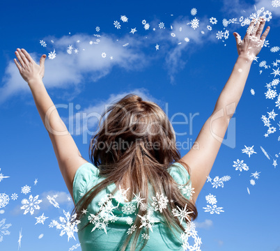Relaxed woman punching the air outdoor