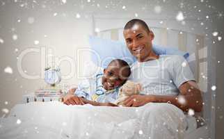 Composite image of father with his sick child