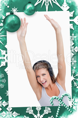 Portrait of a beautiful woman dancing while listening to music