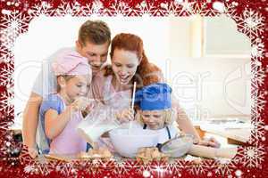Composite image of family having a great time baking together