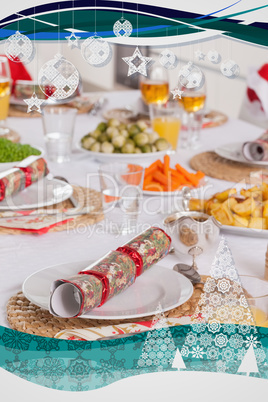 Christmas dinner table with food