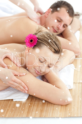 Adorable couple having a massage