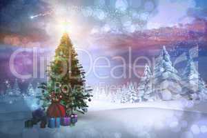 Composite image of christmas tree with gifts