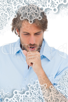 Composite image of tanned man having a coughing fit