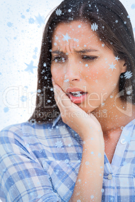 Composite image of close up of brunette looking something Composite image of close up of brunette looking something