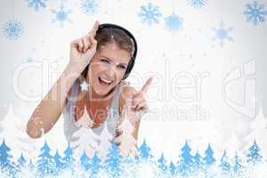 Woman dancing while listening to music