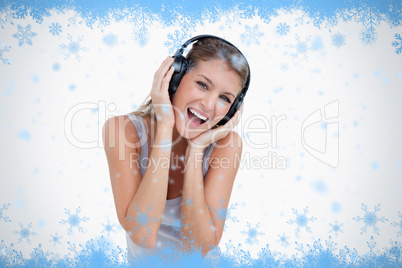 Woman singing while listening to music
