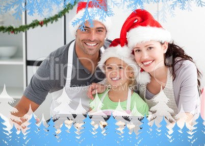 Happy woman with husband and daughter with their biscuits ready