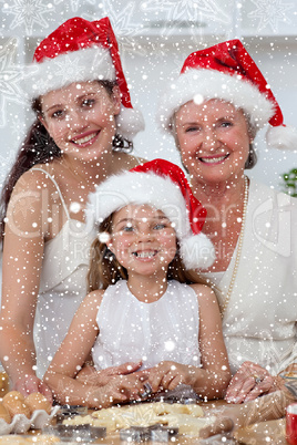 Daughter mother and grandmother baking christmas sweets