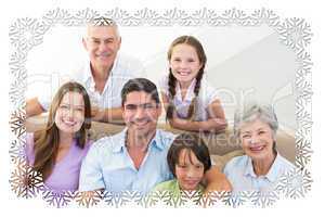 Composite image of smiling multigeneration family