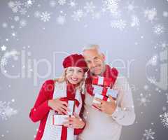 Happy festive couple with gifts