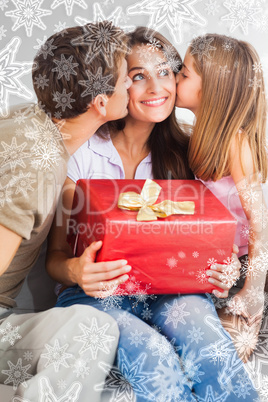 Father and his daughter offering a gift