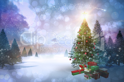 Composite image of christmas tree with gifts