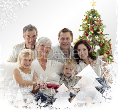 Children pulling crackers in christmas