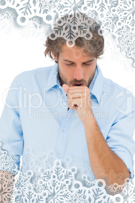Composite image of tanned man coughing