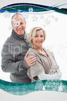 Composite image of happy mature couple in winter clothes