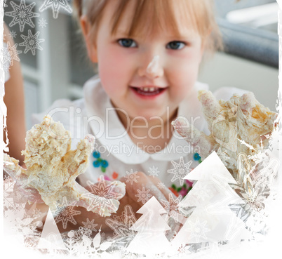 Sweet child baking cookies with hands