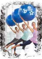Composite image of fitness class doing pilates exercise with fit
