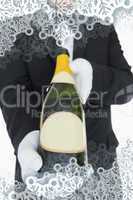 Composite image of open bottle of champagne