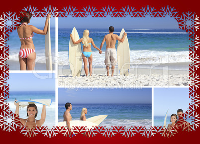 Collage of couple on the beach