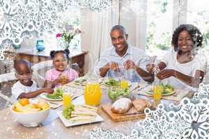 Happy family enjoying a healthy meal together