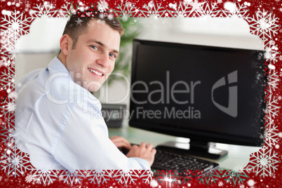 Composite image of shadowing a smiling businessman