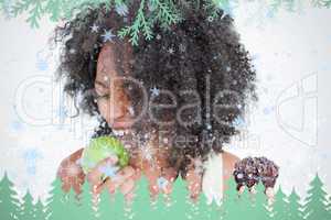 Young woman going to eat a delicious green apple